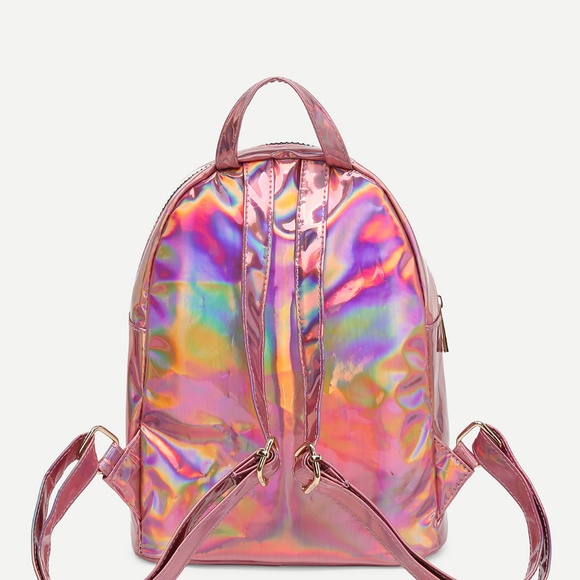 Zipper Pocket Front PU Backpack